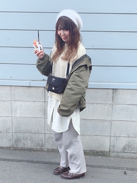 「flamingo firm（フラミンゴファーム）のアイテム（マウンテンパーカー）」を使った、Akieさん（レディース・158cm）の春コーディネート