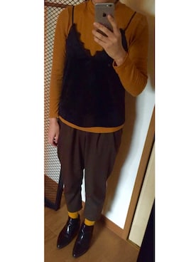 「ベロアキャミ」｜T.さん（レディース・165cm）の冬コーディネート