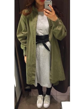 「サッシュベルト」｜「アイテム（その他アウター）」を使った、T.さん（レディース・165cm）の春コーディネート