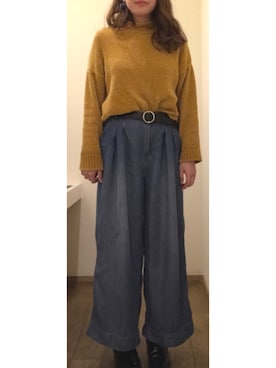 「片耳ピアス」｜T.さん（レディース・165cm）の冬コーディネート