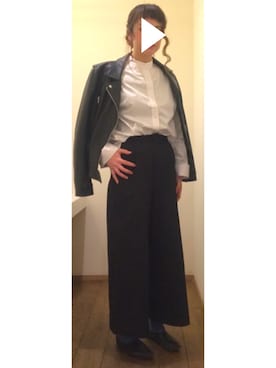 「仕事着」｜「アイテム（ライダースジャケット）」を使った、T.さん（レディース・165cm）の冬コーディネート