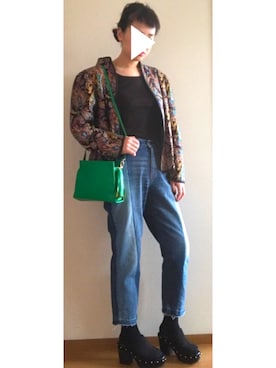 「リメイクデニム」｜「アイテム（ショルダーバッグ）」を使った、T.さん（レディース・165cm）の春コーディネート