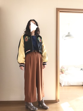 「スクエアトゥ」｜「アイテム（スタジャン）」を使った、T.さん（レディース・166cm）の冬コーディネート
