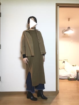 「フリンジデニム」｜「アイテム（ワンピース/ドレス）」を使った、T.さん（レディース・166cm）の冬コーディネート