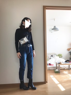「大ぶりピアス」｜T.さん（レディース・166cm）の冬コーディネート