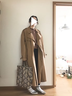 「シルバーシューズ」｜「アイテム（トレンチコート）」を使った、T.さん（レディース・166cm）の春コーディネート