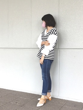 「DHOLIC（ディーホリック）のアイテム（トップス）」を使った、la-nagoyaさん（レディース・158cm）の春コーディネート