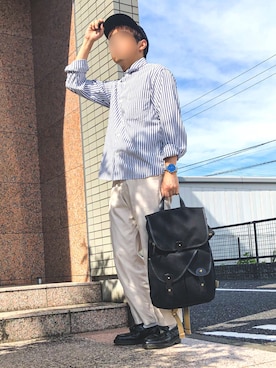 「LARS LARSEN（ラースラーセン）のアイテム（アナログ腕時計）」を使った、torre_fudgeさん（メンズ・163cm）の夏コーディネート