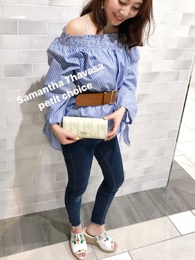 「Samantha Thavasa Petit Choice（サマンサタバサ　プチチョイス）のアイテム（財布/小物）」を使った、メンディーさん（レディース・159cm）の春コーディネート