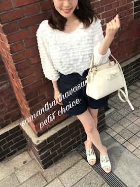 「chico_（チコ）のアイテム（パンツ）」を使った、メンディーさん（レディース・159cm）の春コーディネート