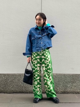 「ベーシック/トラッド」｜「アイテム（デニムジャケット）」を使った、馬塲さん（レディース・155cm）の冬コーディネート