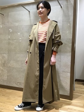 「SHIPS for women」｜「アイテム（トレンチコート）」を使った、川端さん（レディース・153cm）の秋コーディネート