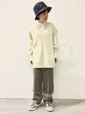 「スモックブラウス」｜川端さん（レディース・153cm）の冬コーディネート