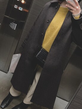 「Ungrid（アングリッド）のアイテム（ステンカラーコート）」を使った、なむるさん（レディース・158cm）の冬コーディネート