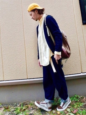 「MOUSTACHE（ムスタッシュ）のアイテム」を使った、Yu-Jie*さん（メンズ・171cm）の冬コーディネート