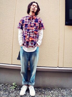 「チャイナシャツ」｜「アイテム（財布/小物）」を使った、Yu-Jie*さん（メンズ・171cm）の春コーディネート