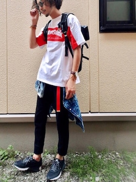 「黒リュック」｜「アイテム（腕時計）」を使った、Yu-Jie*さん（メンズ・171cm）の夏コーディネート