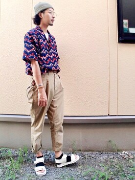 「AZUL by moussy（アズールバイマウジー）のアイテム（サンダル）」を使った、Yu-Jie*さん（メンズ・171cm）の夏コーディネート