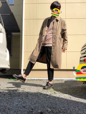 「ZARA（ザラ）のアイテム（ステンカラーコート）」を使った、おいずむ。さん（メンズ・178cm）の春コーディネート