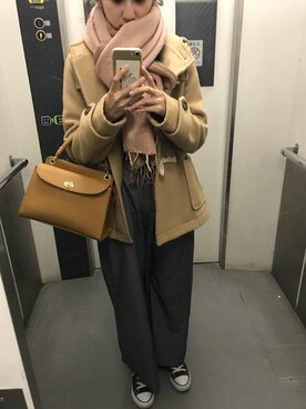 「SEVENDAYS=SUNDAY（セブンデイズサンデイ）のアイテム（ダッフルコート）」を使った、こもれびさん（レディース・154cm）の秋コーディネート