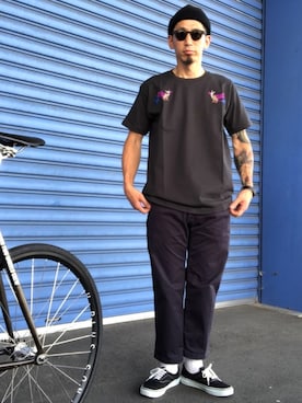 「AlexanderLeeChang（アレキサンダーリーチャン）のアイテム（パンツ）」を使った、kaznriiさん（メンズ・175cm）の夏コーディネート