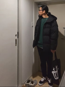 「AlexanderLeeChang（アレキサンダーリーチャン）のアイテム（トートバッグ）」を使った、kaznriiさん（メンズ・176cm）の冬コーディネート