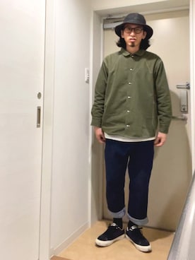 「AlexanderLeeChang（アレキサンダーリーチャン）のアイテム（パンツ）」を使った、kaznriiさん（メンズ・176cm）の冬コーディネート