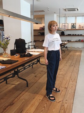 「サタデーズ ニューヨークシティ (Saturdays NYC)」｜「アイテム（サンダル）」を使った、RIOさん（レディース・158cm）の夏コーディネート