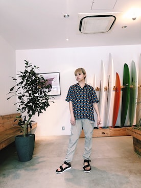 「サタデーズ ニューヨークシティ (Saturdays NYC)」｜「アイテム（サンダル）」を使った、RIOさん（レディース・158cm）の夏コーディネート