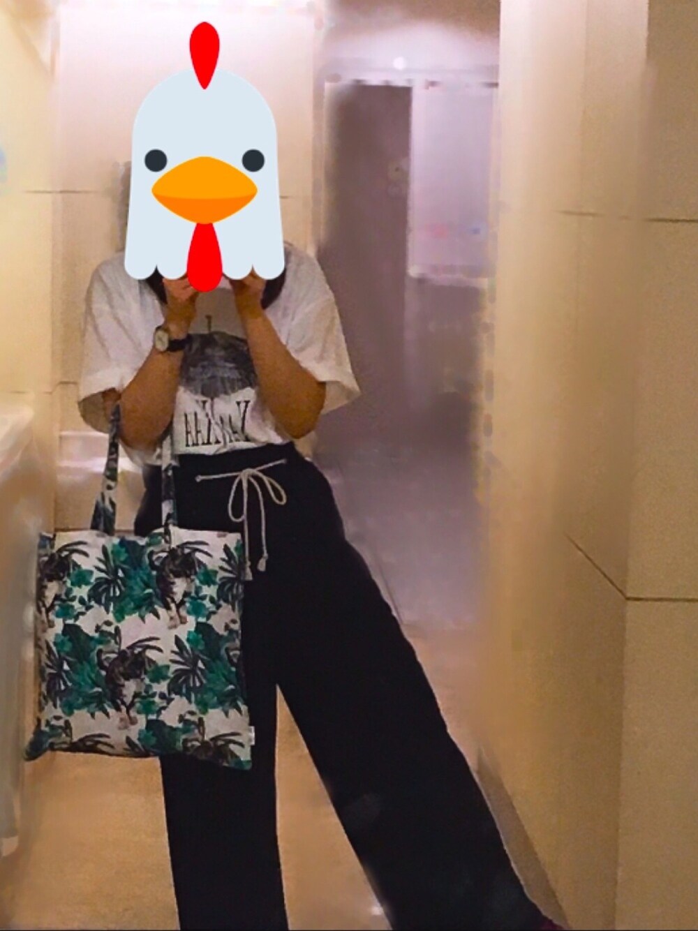 「ライブ、ゆるコーデ、ワイドパンツ、量産型」｜「GUのアイテム（パンツ、ブラック系）」を使った、ちゃんみさん（レディース・160cm）の夏コーディネートの1枚目の写真