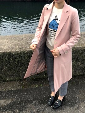 「アイテム（ローファー、グリーン系）」を使った、ちゃんみさん（レディース・160cm）の秋コーディネート