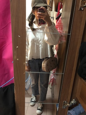 「merry jenny（メリージェニー）のアイテム（キャップ）」を使った、ナナちゃんさん（レディース・158cm）の春コーディネート