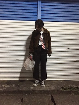 「MARTIN MARGIELA（マルタンマルジェラ）のアイテム（ブルゾン）」を使った、hamasaki chifumiさん（レディース・156cm）の冬コーディネート