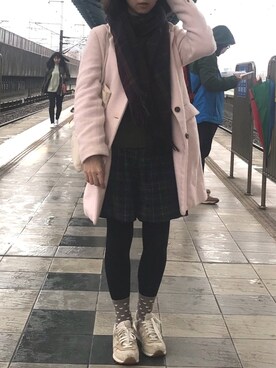 「working style」｜「アイテム（チェスターコート）」を使った、HeraWongさん（レディース・161cm）の冬コーディネート