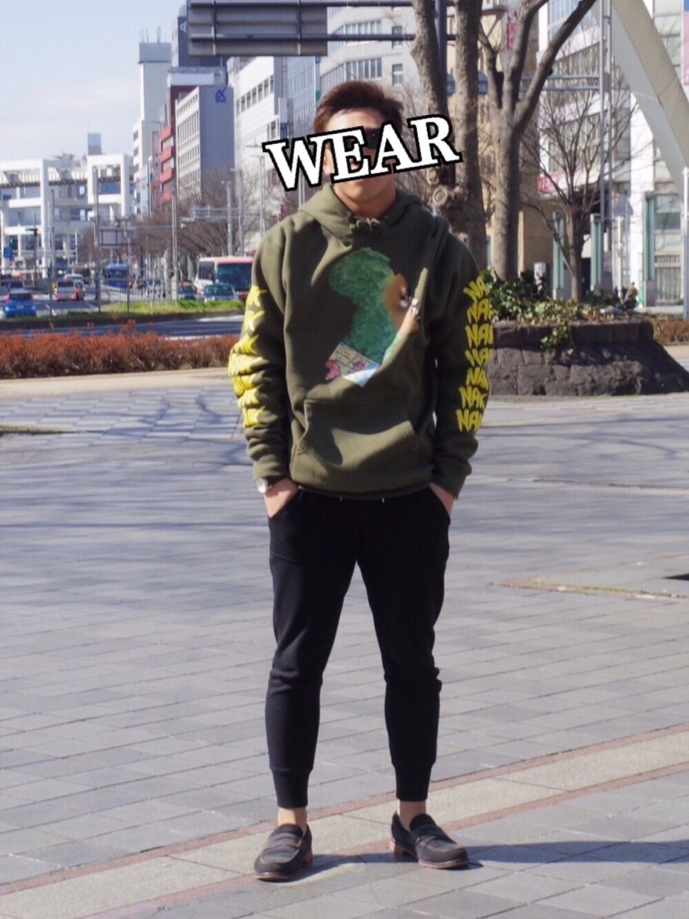 「fucking awesome、GU、Champion、パーカー、春コーデ」｜「FUCKING AWESOMEのアイテム（パーカー、グリーン系）」を使った、Koudaiさん（メンズ・170cm）の春コーディネートの1枚目の写真