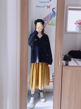 「アイテム（ブローチ/コサージュ、ホワイト系）」を使った、littleswimさん（レディース・158cm）の冬コーディネート