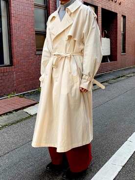 「stein」｜「アイテム（トレンチコート）」を使った、のじさん（メンズ・170cm）の夏コーディネート