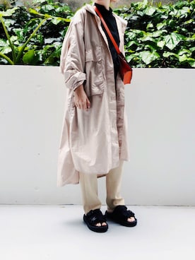 「ナイロンパーカー」｜「アイテム（サンダル）」を使った、gura_suzukiさん（レディース・157cm）の夏コーディネート