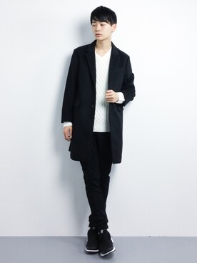 「JOURNAL STANDARD relume（ジャーナルスタンダード　レリューム）のアイテム（チェスターコート）」を使った、Yさん（メンズ・184cm）の冬コーディネート