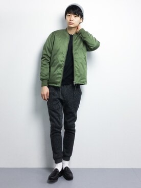 「niko and...（ニコアンド）のアイテム（MA-1）」を使った、Yさん（メンズ・184cm）の冬コーディネート