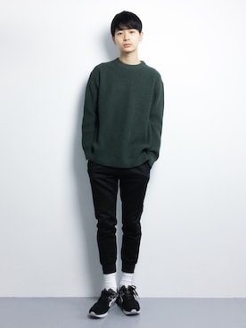 「MONKEY TIME（モンキータイム）のアイテム（ニット/セーター）」を使った、Yさん（メンズ・184cm）の冬コーディネート