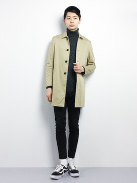 「STUDIOUS（ステュディオス）のアイテム（ステンカラーコート）」を使った、Yさん（メンズ・184cm）の冬コーディネート