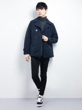 「スポーツミックス」｜「アイテム（ピーコート）」を使った、Yさん（メンズ・184cm）の冬コーディネート