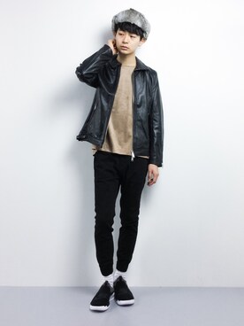 「SHAREEF（シャリーフ）のアイテム（帽子）」を使った、Yさん（メンズ・184cm）の冬コーディネート