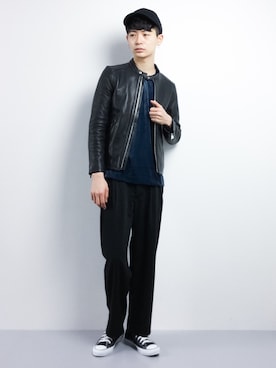 「STUDIOUS（ステュディオス）のアイテム（スウェット）」を使った、Yさん（メンズ・184cm）の冬コーディネート