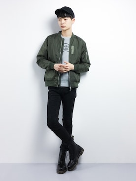 「CASPER JOHN（キャスパージョン）のアイテム（MA-1）」を使った、Yさん（メンズ・184cm）の冬コーディネート