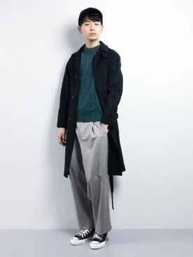 「KATHARINE HAMNETT LONDON （キャサリンハムネットロンドン）のアイテム（ステンカラーコート）」を使った、Yさん（メンズ・184cm）の冬コーディネート