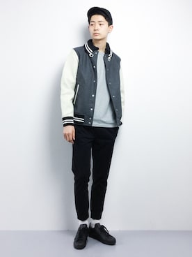 「BEAMS（ビームス）のアイテム（スタジャン）」を使った、Yさん（メンズ・184cm）の冬コーディネート