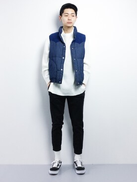 「URBAN RESEARCH Sonny Label（アーバンリサーチサニーレーベル）のアイテム（ダウンベスト）」を使った、Yさん（メンズ・184cm）の冬コーディネート