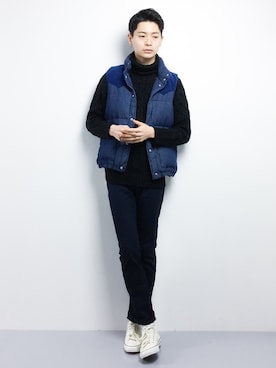 「URBAN RESEARCH Sonny Label（アーバンリサーチサニーレーベル）のアイテム（ダウンベスト）」を使った、Yさん（メンズ・184cm）の冬コーディネート